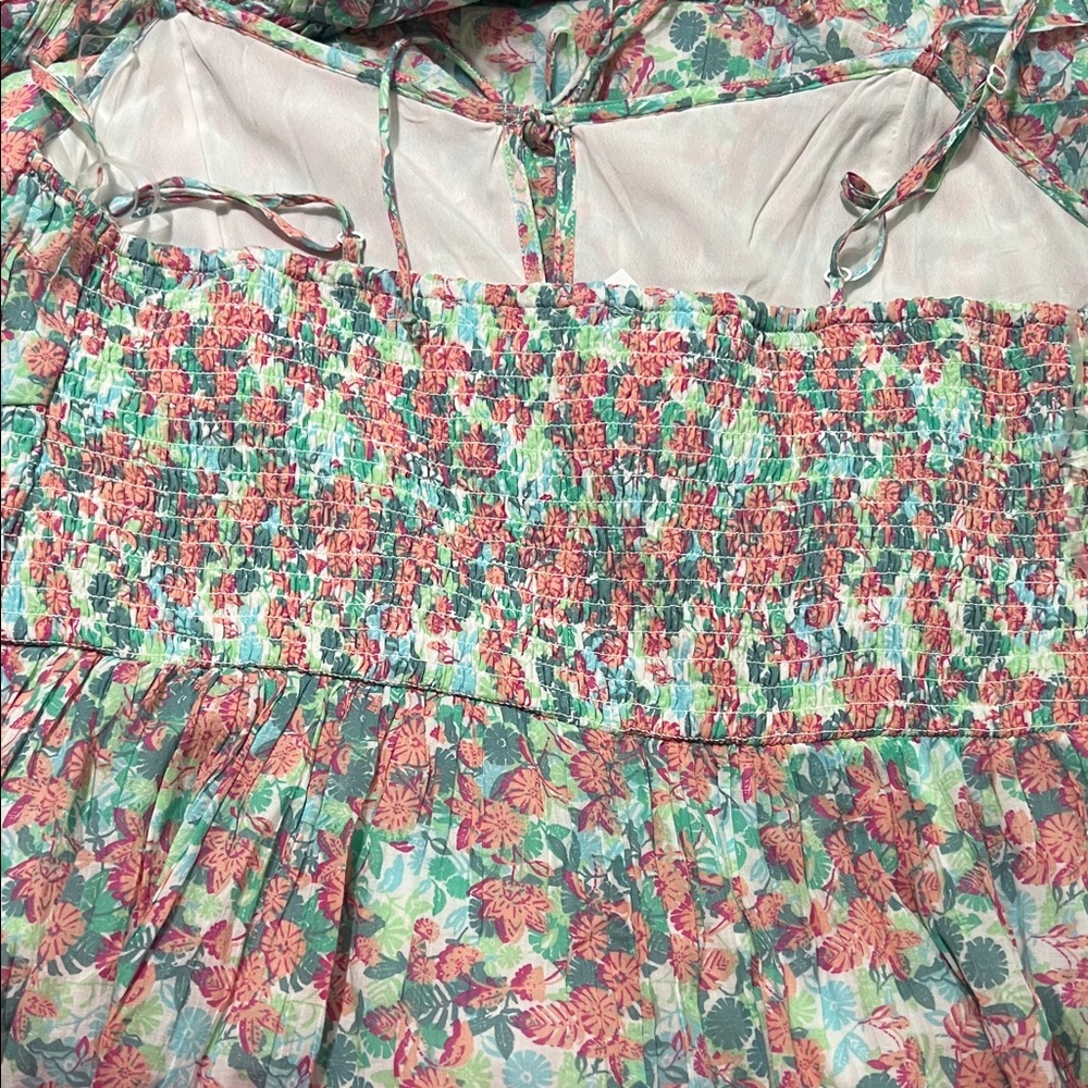 American Eagle Outfitters Maxi Dress Women XL Floral Pink and Green - Picture 10 of 10